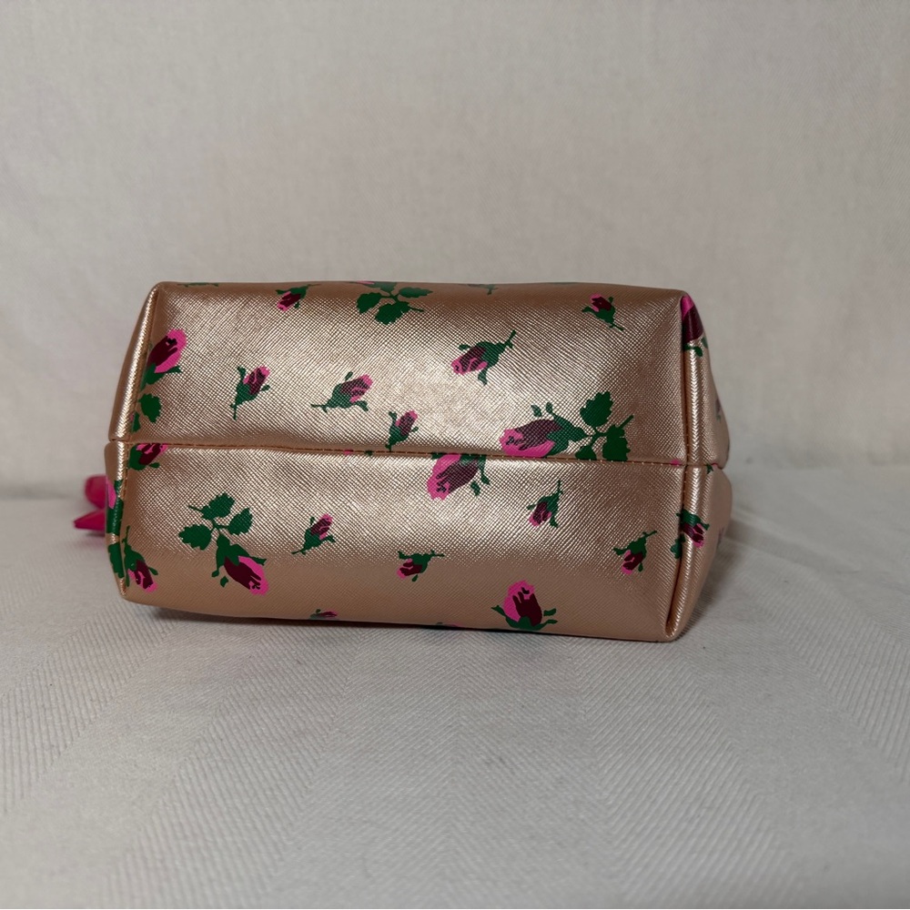 Betsey Johnson Pink and Gold Floral Women's Cosmetic Bag - Picture 8 of 8
